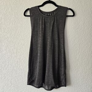 Lululemon 8 In A Cinch Tank Heatherd Black Tank Top with cinched back detail